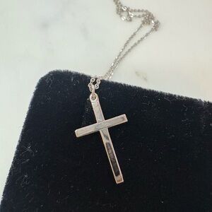 Vintage BB Sterling Silver Cross Necklace Minimalist Engraved Balfour